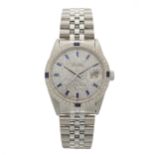 Rolex, a stainless steel, diamond and sapphire Oyster Perpetual Datejust bracelet watch