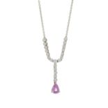 An 18ct gold pink sapphire and diamond necklace