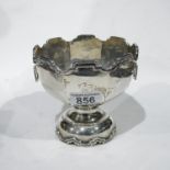 A George VI silver Monteith bowl, Birmingham 1939, twin handled on pedestal foot, 13cm high, 10.