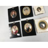 Portrait miniatures, to include a late 19th Century pair of ladies painted on convex oval