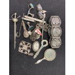 A selection of silver jewellery, to include a sword brooch, cufflinks and further items, total