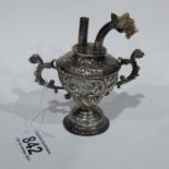 Silver repousse twin handled night light, London 1890, weighted