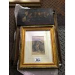 A parcel of assorted pictures, to include a watercolour portrait attributed to Ellis Silas, a