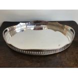 A large oval plated gallery drinks tray, width 60cm