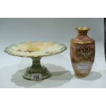 A Royal Worcester blush ivory comport, printed and