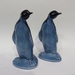 Poole pottery model of a penguin, blue glazed on t