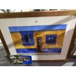 Ilana Richardson (Israeli, 1945), Blue Windows on Yellow Wall, signed l.r., titled verso,