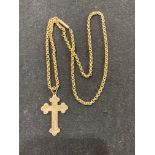 A 9ct gold cross, pendant, with 9ct gold belcher-link chain, 6.3g