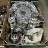 A quantity of silver plate dinner ware, candlestic