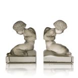 Rene Lalique, a pair of Amour glass bookends