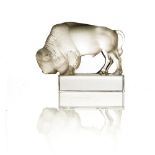 Rene Lalique, a Bison glass paperweight