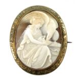A late 19th century shell cameo brooch