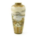 A Japanese satsuma ware baluster vase by Yabu Meiz