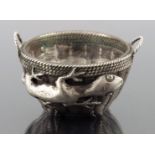 A Chinese export silver novelty salt cellar, T&C,