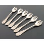 A set of six German silver oyster forks, Lazarus P