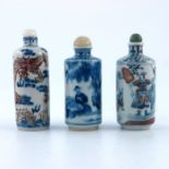 Three various Chinese porcelain snuff bottles