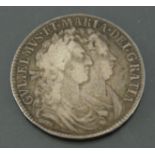 William and Mary, silver half crown, 1689