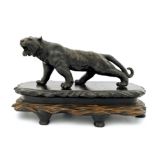 A Japanese bronze study of a prowling tiger, Meiji