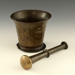 A 17th century bronze mortar and pestle