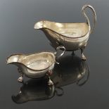 Two George II Old Sheffield Plate sauce boats, cir