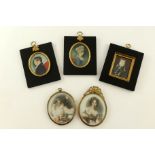 A pair of mid 19th Century oval portrait miniature