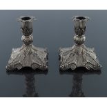 Christofle, a pair of silver plated dwarf candlest