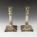 Christofle, a pair of silver plated candlesticks