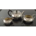 A Victorian silver three piece tea set,