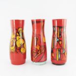 Three Poole Pottery Delphis vases