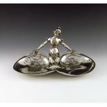 WMF, a Jugendstil silver plated twin section dish