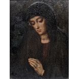 Late 19th century Continental School, Mater Dolorosa portrait, oil on panel, H.15cm W.11cm