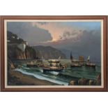 Mario Galanti (Italian, 1923-1998), off the coat of Capri, oil on canvas, signed lower left, H.