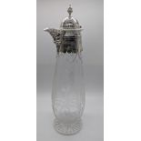 A 19th century silver plated wine carafe, the spout in the form of a bearded mans head, vacant
