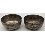 Two 19th century Malay silver bowl, Malaysia or Indonesia, 89g, D.10.5cm