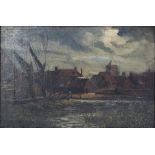 Early 20th century Continental School, a landscape scene, oil on canvas, H.30.5cm W.46cm