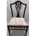 A 19th century mahogany chair, red and white upholstery