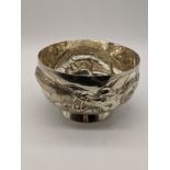 Small Chinese silver dragon bowl, unmarked, 195g, H.7cm D.11.5cm