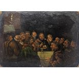 19th century Continental School, a study depicting The Last Supper, oil on card laid down on