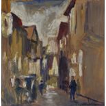 Ronald Ossory Dunlop (Irish, 1894-1973), street scene, oil on board, signed Dunlop lower right, H.