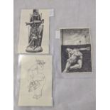 20th century Continental School, five Surrealist pen drawings, indistinctly signed, erotic interest