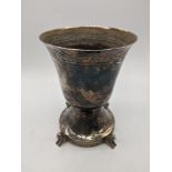 An early 20th century goblet by Berthold Mueller, engraved banded decoration, crest to stem,