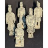 Five Chinese terracotta tomb soldiers, H.45cm