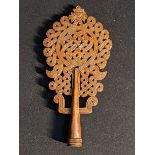 A large Ethiopian Coptic carved wooden cross finial, Ethiopia
