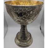 A very large Continental silver goblet, decorated with designed in the form of wheat and leaves, the