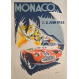 After B.Minne, Monaco Grand Prix poster, full sheet size H.100cm W.68cm