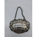 A Georgian silver Scotch decanter label, 17g, L.6cm