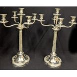 Hunt & Roskell Late Storr & Mortimer, a large pair of Victorian silver candelabras, five light, four