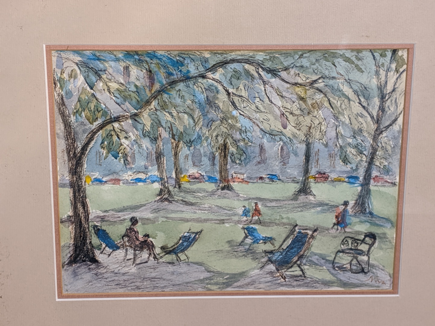 Margaret Graeme Niven (1906-1997), Kensington Gardens, ink, pastel and watercolour, signed lower - Image 2 of 2