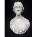 Giovanni Maria Benzoni (Italian, 1809-1873), white marble bust of a maiden (possibly Marietta