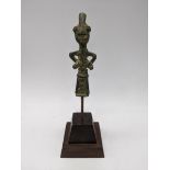 A West African tribal art Ogboni Society Edan pendant, Yoruba People, Nigeria, raised on wooden